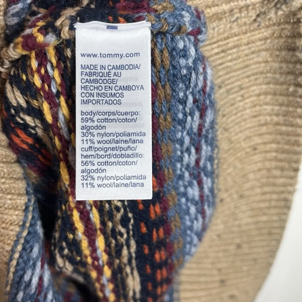 Tommy Hilfiger Fair Isle Wool Blend Sweater Mens Size L Colorful Crewneck Ski